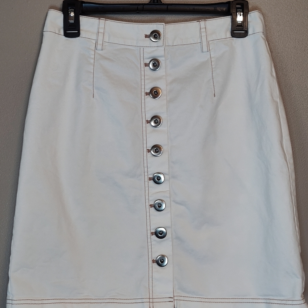 Kate Spade New York White Woman's Denim Skirt Size 6 Button Down Front
